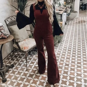 NEW Altar’d State Burgundy Corduroy Flare Jumpsuit, S